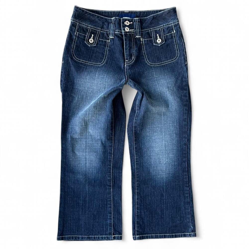 Y2K L.A. Blues Low Rise Dark Wash Bootcut Capri Jeans Size 6